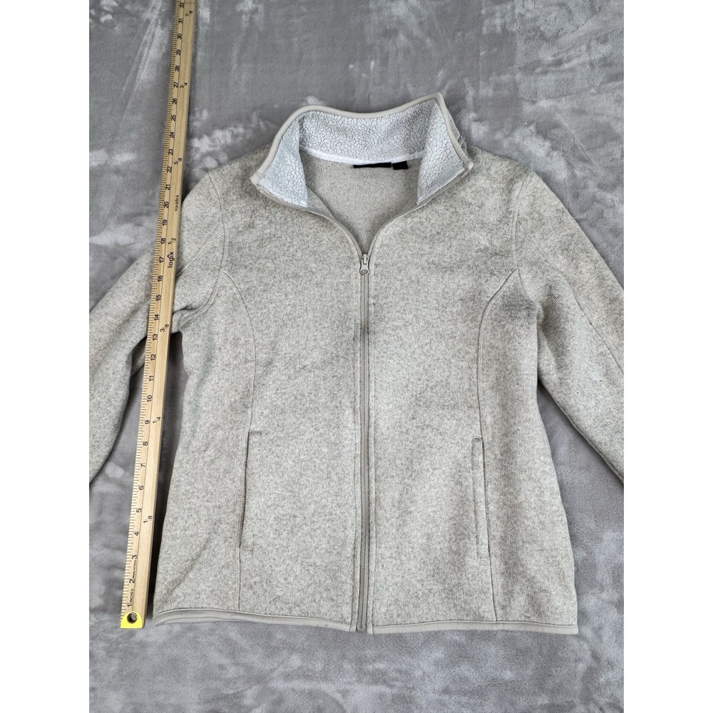 Woman Swiss Tech Full zip Fleece lined sweatshirt Lrg. 12/14 Grey Fitted Jogging